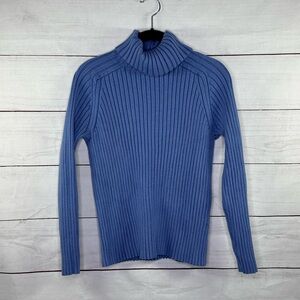 Banana Republic Blue Ribbed Turtle Neck Sweater Size M